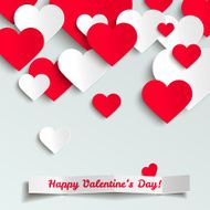Valentine vector illustration red and white paper hearts