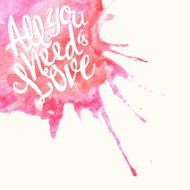Doodle watercolor lettering symbol of love and Valentines day N2