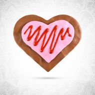 Heart shaped valentine chocolate cookie ginger with pink cream