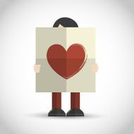 Man holding folded paper with heart