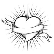 Heart with ribbon in tattoo style Vector