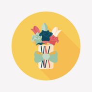Valentine&#039;s Day flower flat icon with long shadow eps10 N87