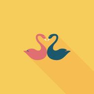 Valentine&#039;s Day lover swan flat icon with long shadow eps10 N6