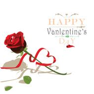 valentine&#039;s day with red rose and ribbon