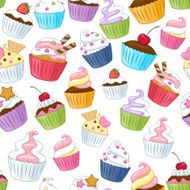 Seamless cupcakes pattern Colorful background N2