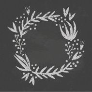 Beautiful floral wreath illustration on a blackboard background