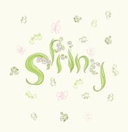 Cute cartoon butterflies and flowers in vector Spring background