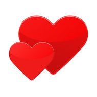 Two isolated red hearts on a white