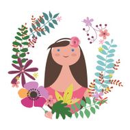 Floral design with young woman portrait