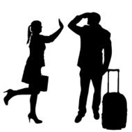 Vector silhouette of a man with sexy woman N5