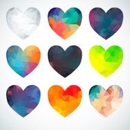 Heart set Vector retro hearts made from color triangles