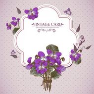 Vintage Floral Card with Violets and Butterflies N6