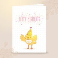 Happy Birthday postcard template with a bird