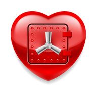 Shiny red heart as a safe N8