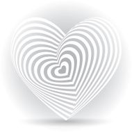 white heart background Optical illusion of 3D three-dimensional volume