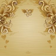 Vintage greeting card with floral motifs in east style N2