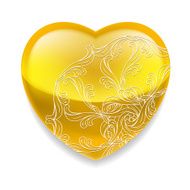Shiny yellow heart with decor