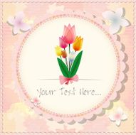 Vintage beautiful pink tulip card or background