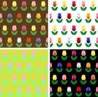 Pattern of tulips with color scheme variations