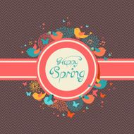 Happy Spring vintage label illustration