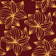 seamless vector pattern with line drawing flowers