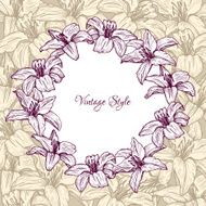 vintage floral frame with lilies