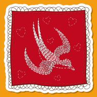 Handkerchief with swallow embroidery