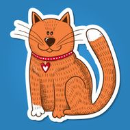 Cute character Cat with heart on collar