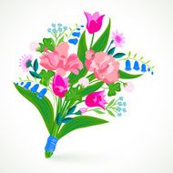 Card with bouquet of spring and summer flowers