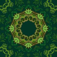 Abstract green floral background with round vector pattern