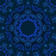 Abstract blue floral background with round vector pattern