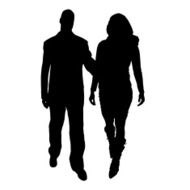 Vector silhouette of a man with sexy woman N7