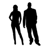 Vector silhouette of a man with sexy woman N8