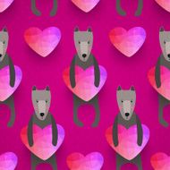 romantic seamless pattern with hearts and dogs background made