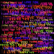 Love and heart text on the black background N2