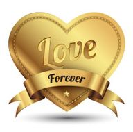 Gold badges heart with ribbon