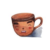 Boy cup watercolor painting