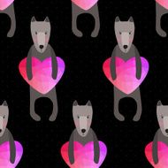 Romantic seamless pattern with hearts and dogs