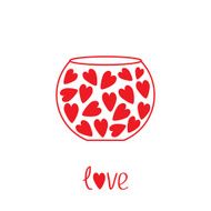 Round vase with hearts Love card