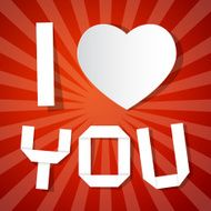 I Love You Title and Paper Heart on Red Background