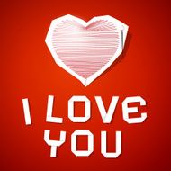 Red String Heart with Needle and I Love You Title