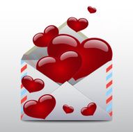 Icon Envelope and Hearts concept Love Valentine&#039;s Day