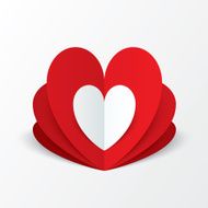 Paper heart Valentines day card Flower concept