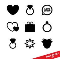 Love story flat icon Wedding day