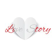 Love story paper heart sign Valentines day card