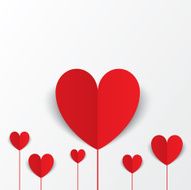 Paper hearts Valentines day card Flowers concept