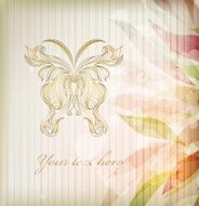Vintage floral butterfly background vector N4