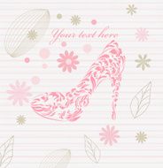 Vintage floral greeting card shoes vector N2