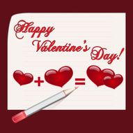 inscription on a sheet of paper concept love