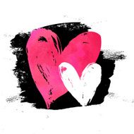 Vector grunge card with hand painted hearts
